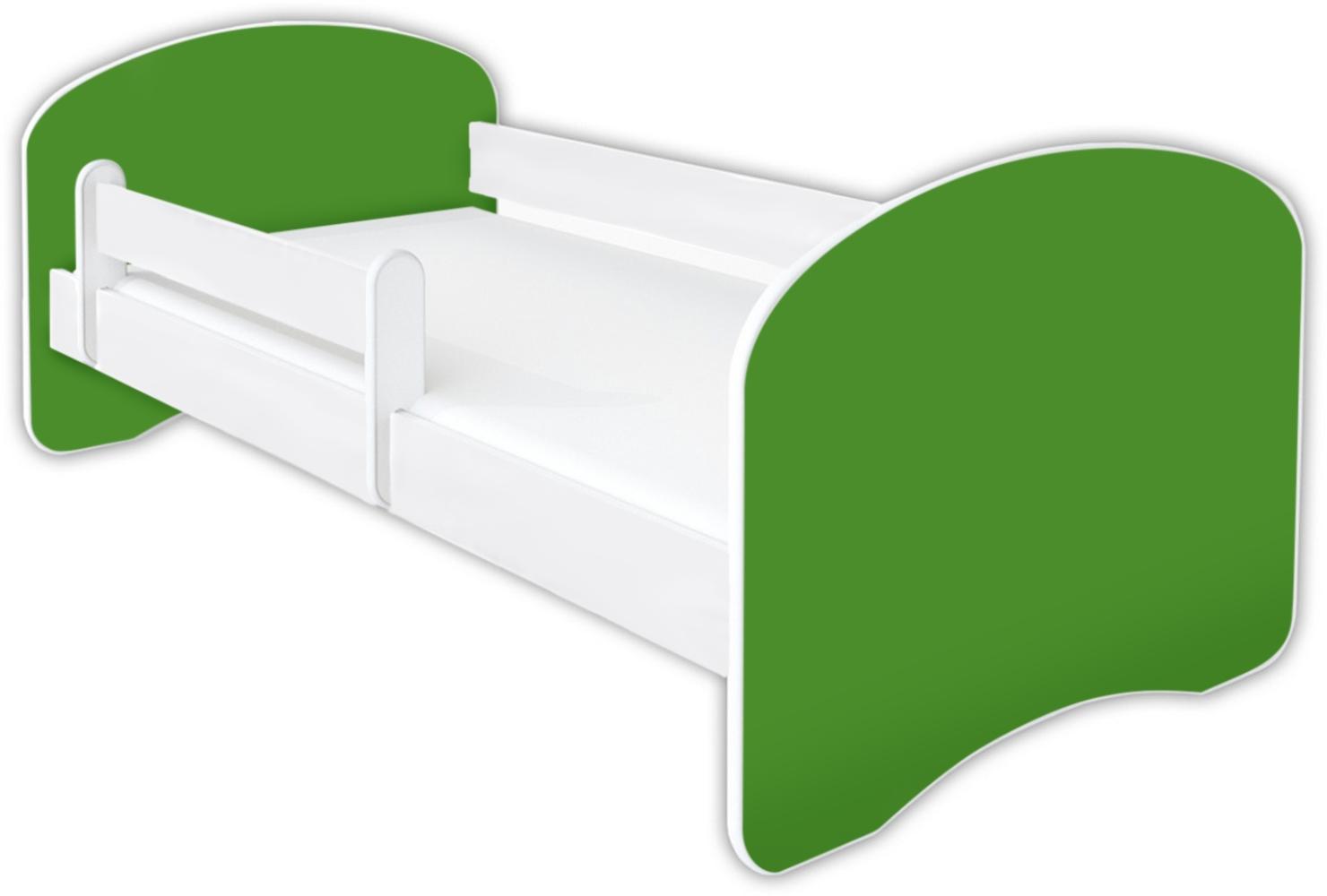 Clamaro 'Schlummerland UNI' Kinderbett 80x180 cm, Grün, inkl. Lattenrost, Matratze und Rausfallschutz (ohne Schublade) Bild 1