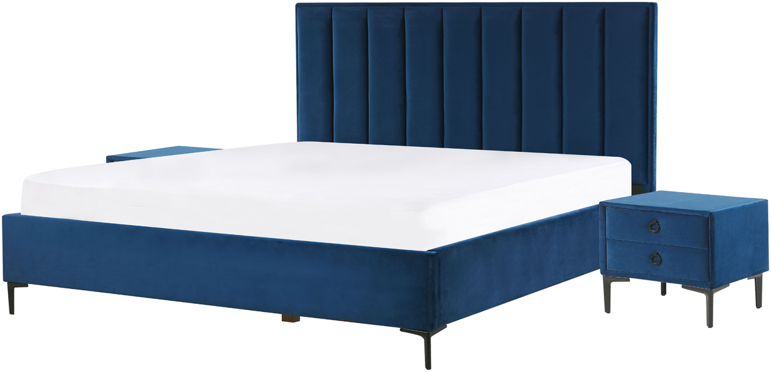 Schlafzimmer komplett Set 3-teilig blau 180 x 200 cm SEZANNE Bild 1