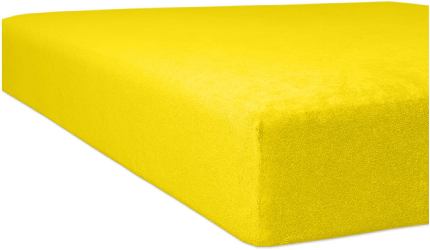 Kneer Flausch-Frottee Spannbetttuch für Matratzen bis 22 cm Höhe Qualität 10 Farbe mais 120-130x200 cm Bild 1