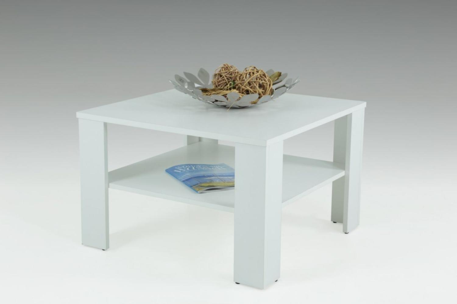Couchtisch Tisch "Loco 2" 68x68 cm mit Ablageboden Weiss Bild 1