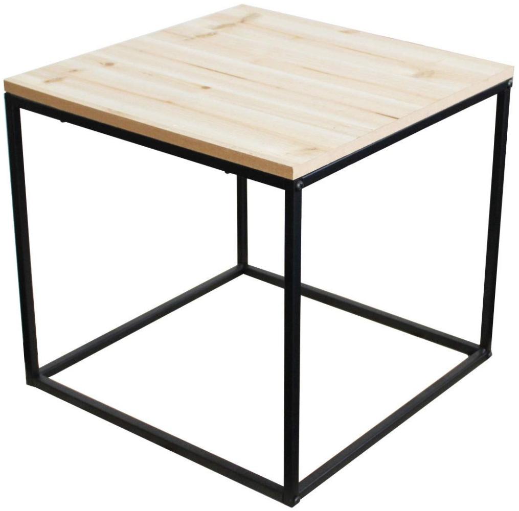 Metall Beistelltisch mit Holz Tischplatte - 39x39x36 cm - Couchtisch Sofatisch Tisch Bild 1
