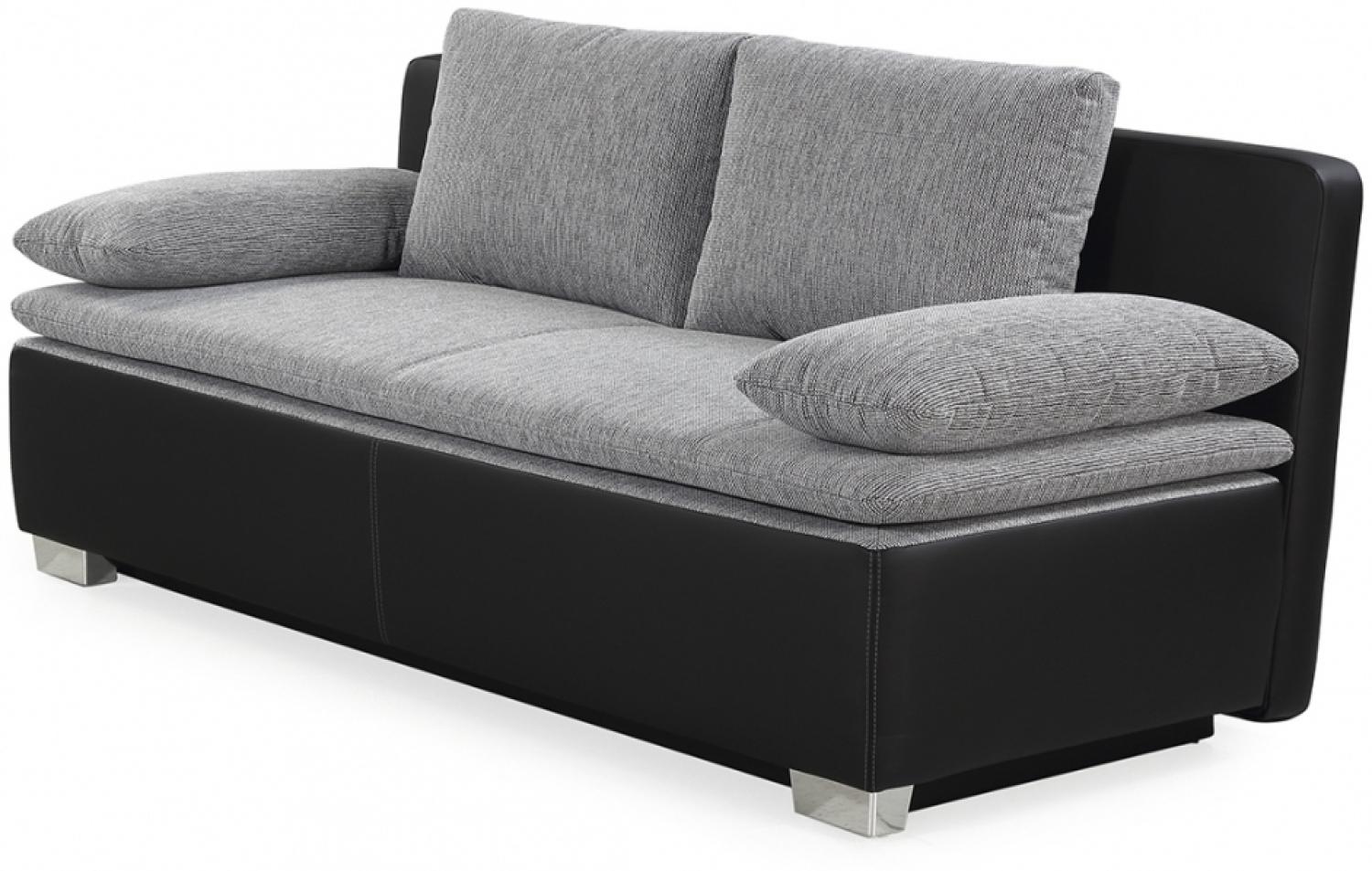 Schlafsofa Sofa 2-Sitzer Bettsofa Couch mit Bettfunktion inkl. aller Kissen Duett schwarz / grau Bild 1