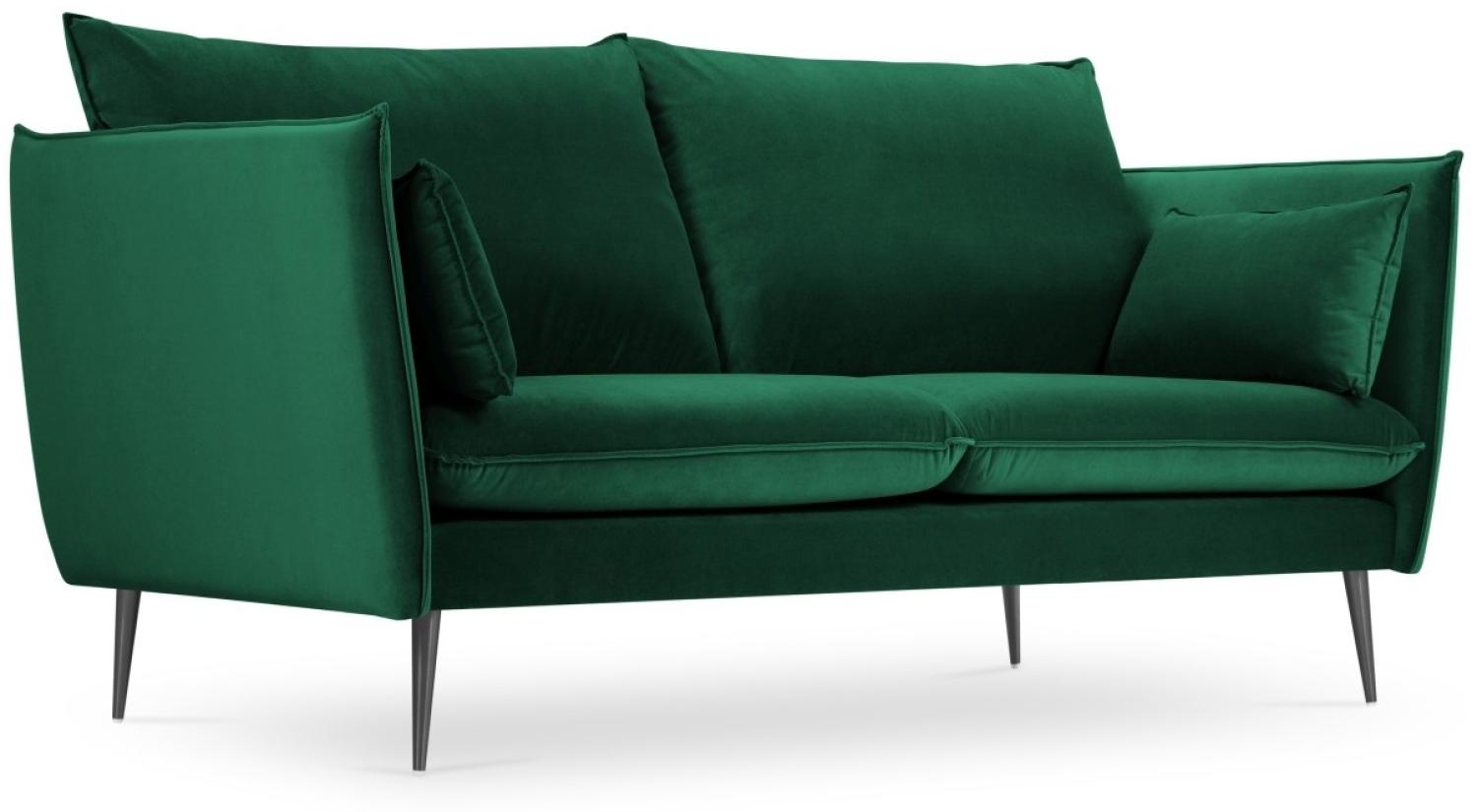 Micadoni 2-Sitzer Samtstoff Sofa Agate | Bezug Bottle Green | Beinfarbe Black Metal Bild 1