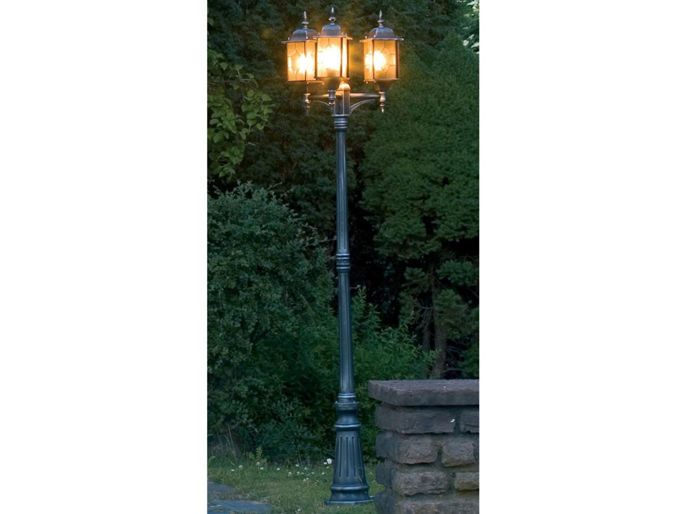 LED Straßenlaterne, Kandelaber im Landhausstil, Schwarz, 3 flammig, Höhe 230cm Bild 1
