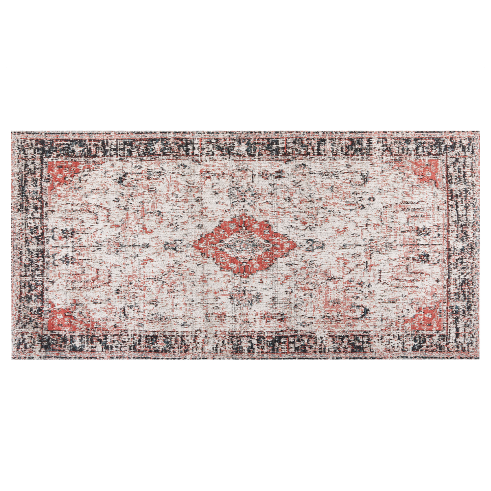 Teppich Baumwolle rot beige 80 x 150 cm orientalisches Muster Kurzflor ATTERA Bild 1