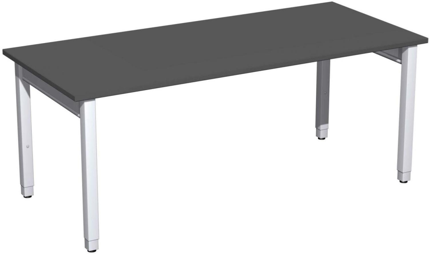 Schreibtisch '4 Fuß Pro Quadrat' höhenverstellbar, 180x80x68-86cm, Graphit / Silber Bild 1