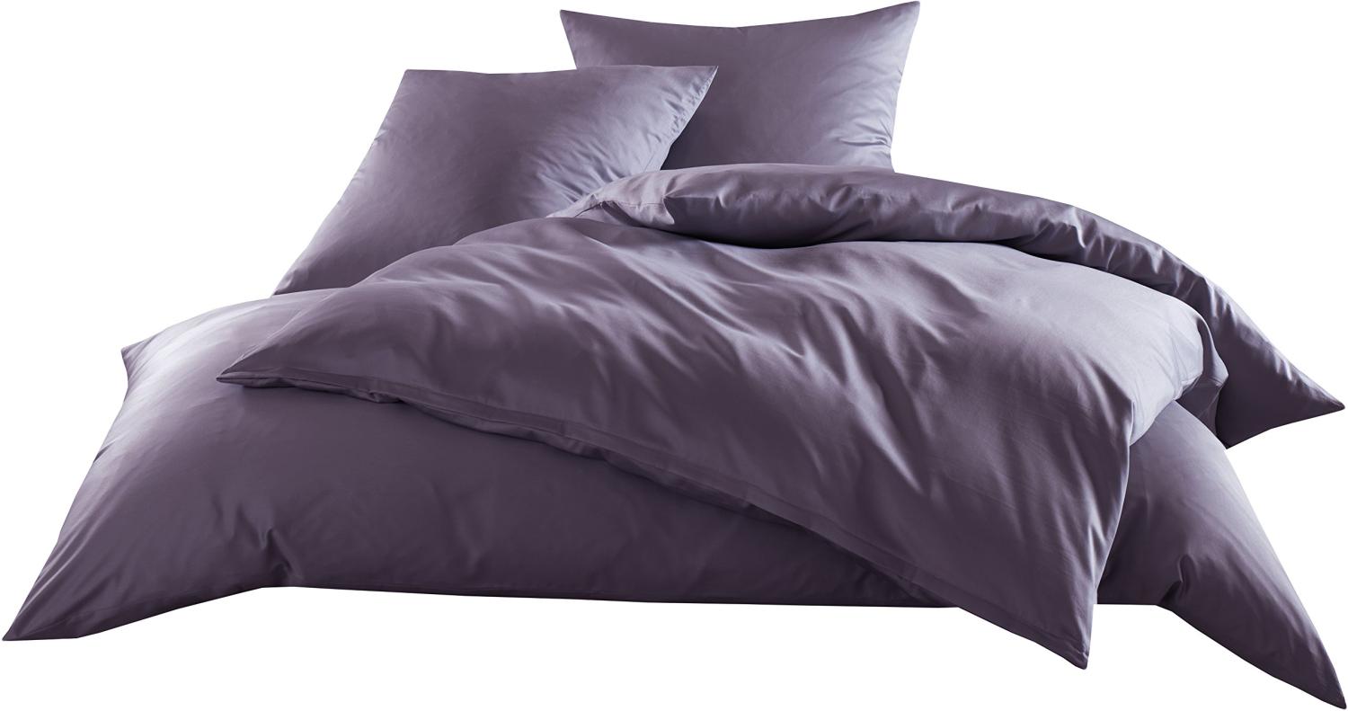 Mako-Satin Baumwollsatin Bettwäsche Uni einfarbig zum Kombinieren (Bettbezug 200 cm x 220 cm, Lila) Bild 1