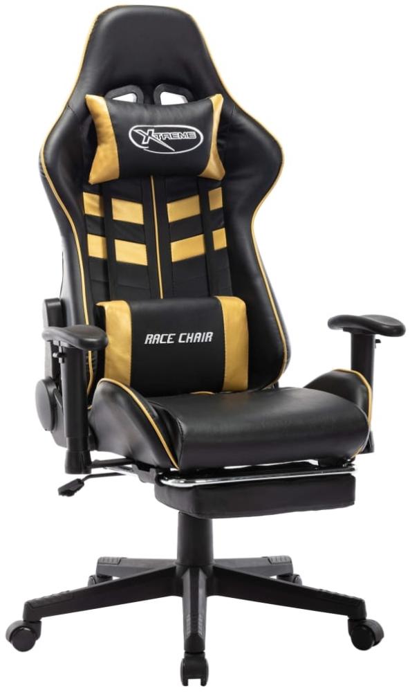 vidaXL Gaming-Stuhl mit Fußstütze Schwarz und Golden Kunstleder [20512] Bild 1