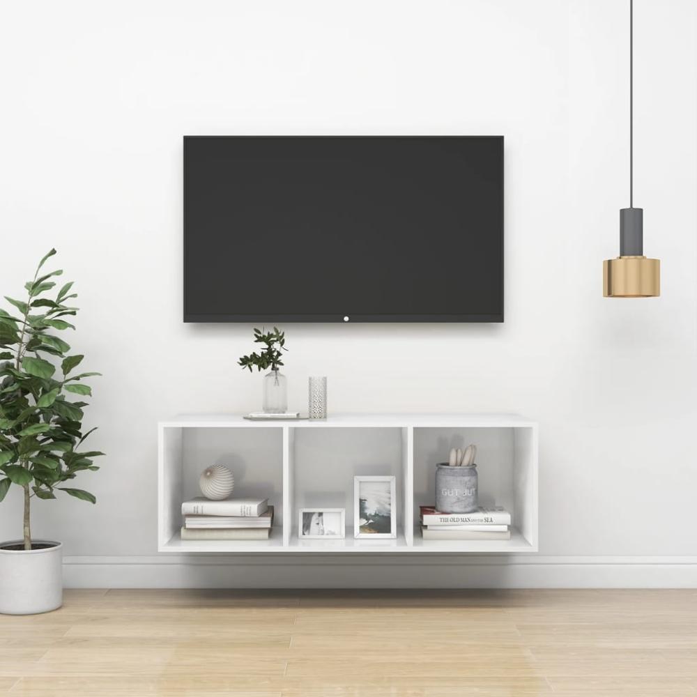 TV-Board >3007906< (LxBxH: 37x37x107 cm) in Hochglanz-Weiß - 37x37x107cm (LxBxH) Bild 1