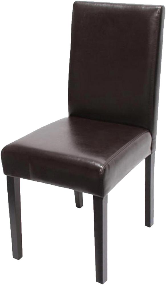 Esszimmerstuhl Littau, Küchenstuhl Stuhl, Leder ~ braun, dunkle Beine Bild 1
