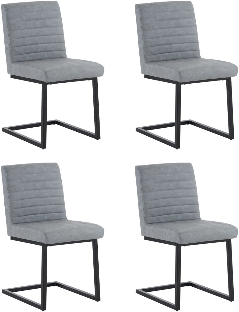 Merax 4er Set Esszimmerstühle, Gepolsterter Stuhl mit zickzackförmige Metallbeine, Moderner Lounge-Stuhl, Kunstleder, hellgrau Bild 1