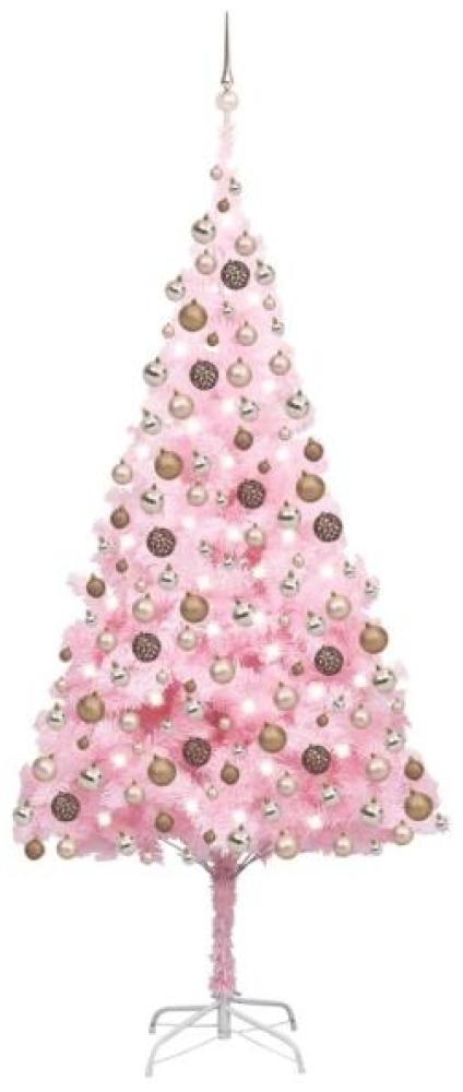 vidaXL Künstlicher Weihnachtsbaum mit LEDs & Kugeln Rosa 240cm PVC, Mit Beleuchtung [3077587] Bild 1