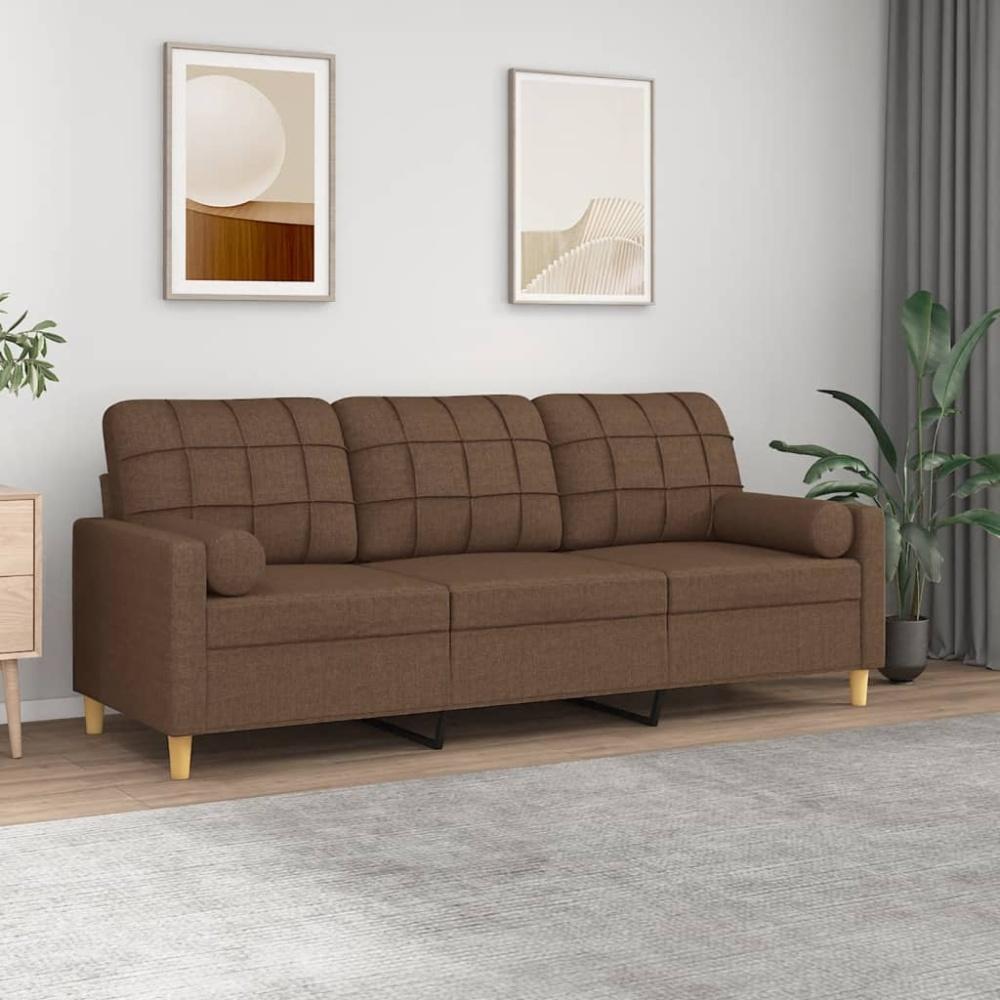 vidaXL 3-Sitzer-Sofa mit Zierkissen Braun 180 cm Stoff Bild 1