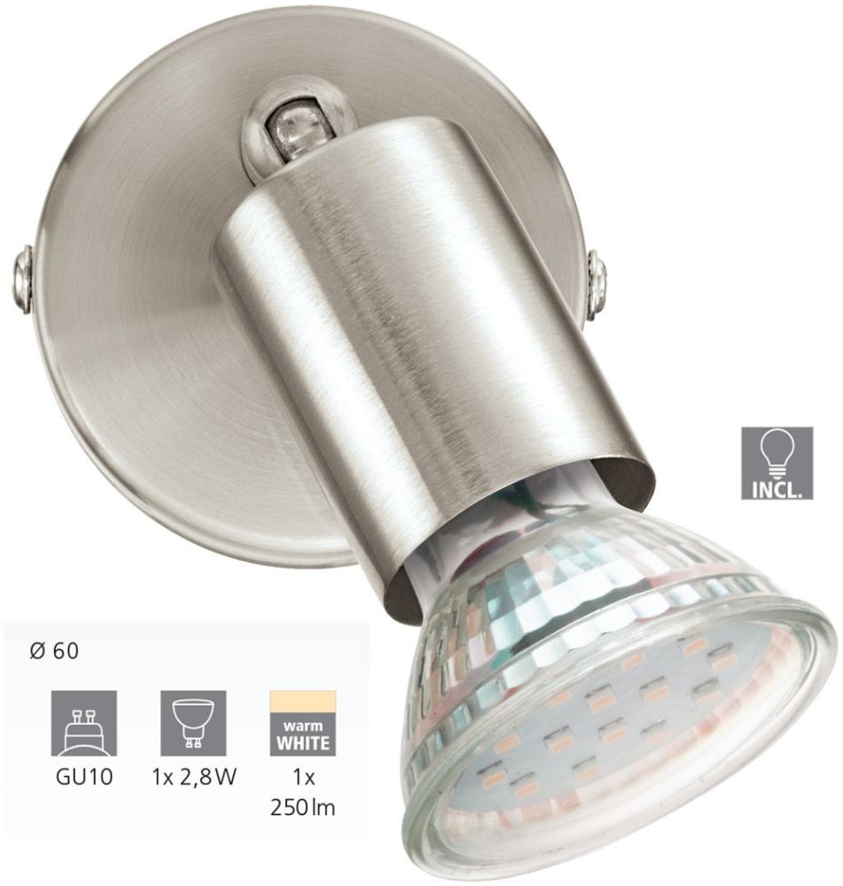 Eglo 92595 Spot BUZZ-LED Stahl nickel-matt GU10 max. 1X2,8W Ø6cm 3000K schwenkbar Bild 1