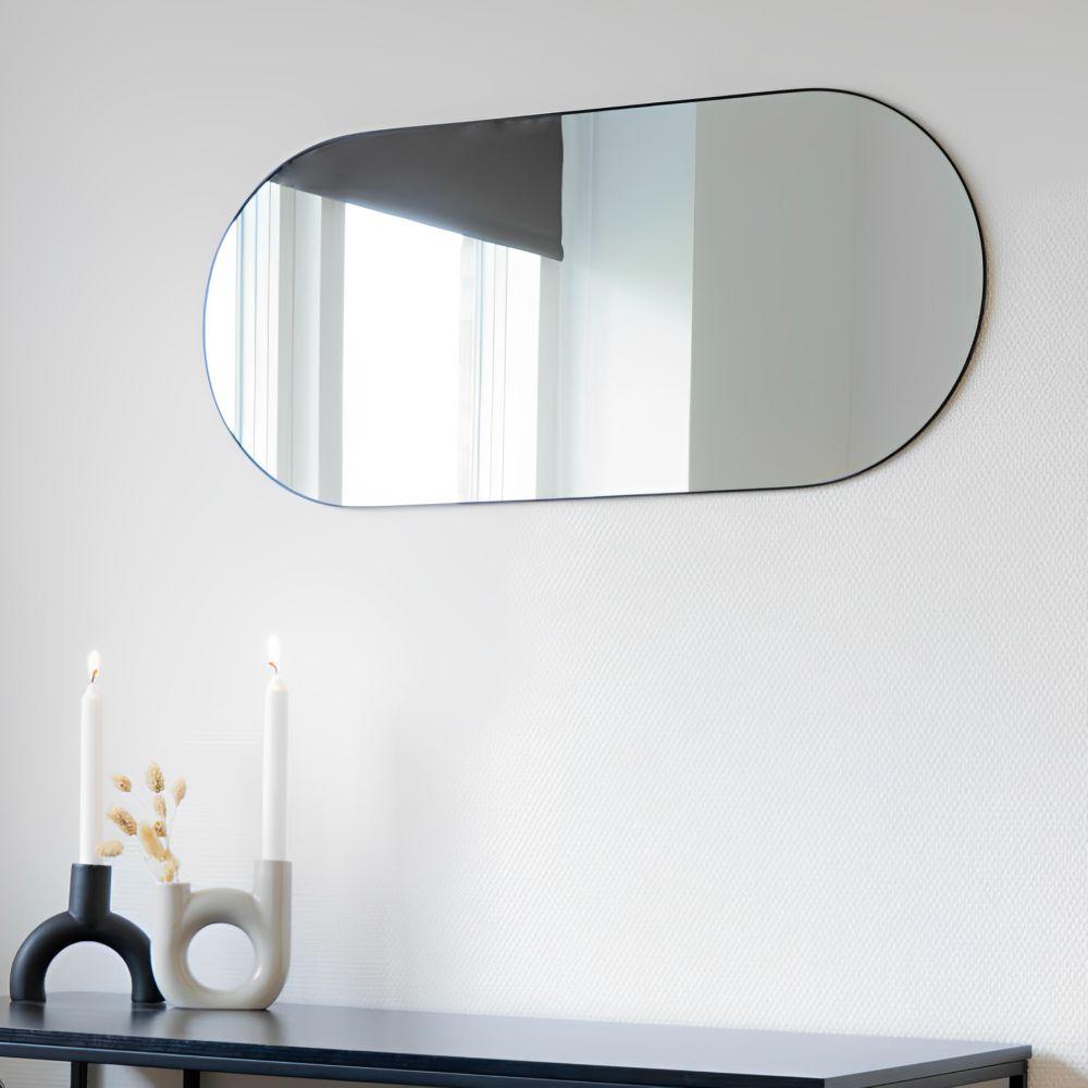 Moderner Spiegel ORLONA schwarz oval ca. 50x80 cm Metall Bild 1