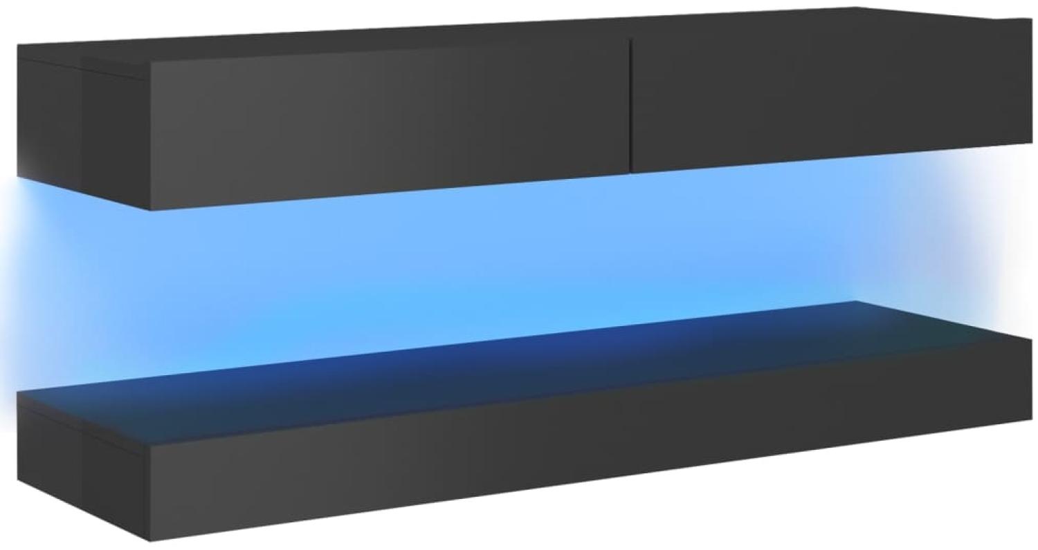 vidaXL TV-Schrank mit LED-Leuchten Hochglanz-Grau 120x35 cm Bild 1