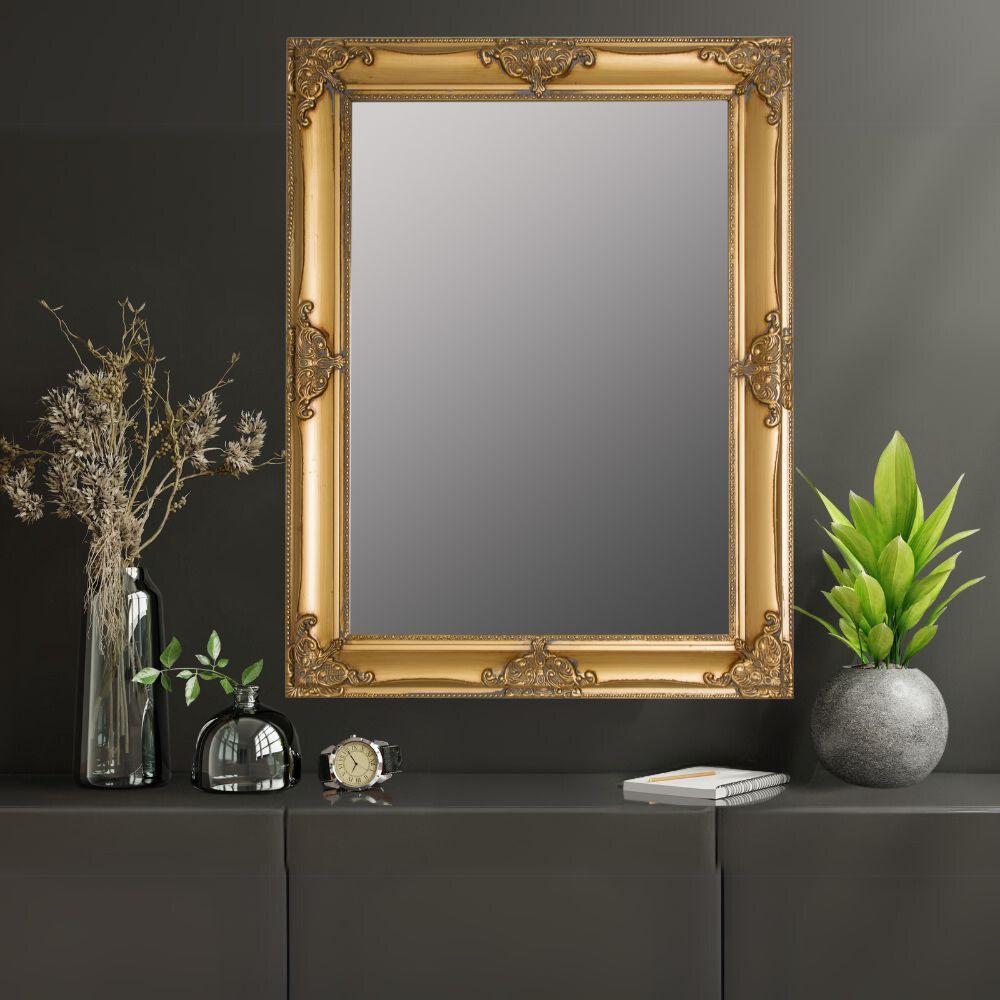 Stilvoller Spiegel GRANDE 82x62cm antik-gold Barockstil Facette Holzrahmen Bild 1