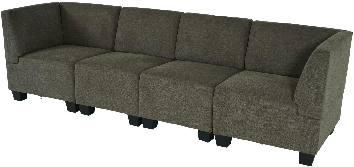 Modular 4-Sitzer Sofa Couch Lyon, Stoff/Textil ~ braun, hohe Armlehnen Bild 1