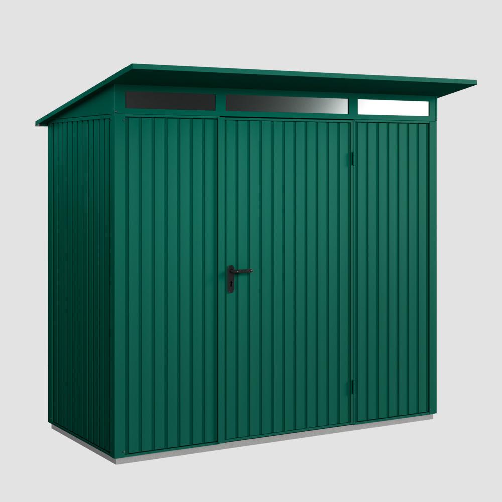 Hörmann Ecostar Aktionsangebot Metall-Gerätehaus Trend mit Pultdach Typ 1, 108 x 238 cm , moosgrün, 2,6 m²,1-flüglige Tür Bild 1