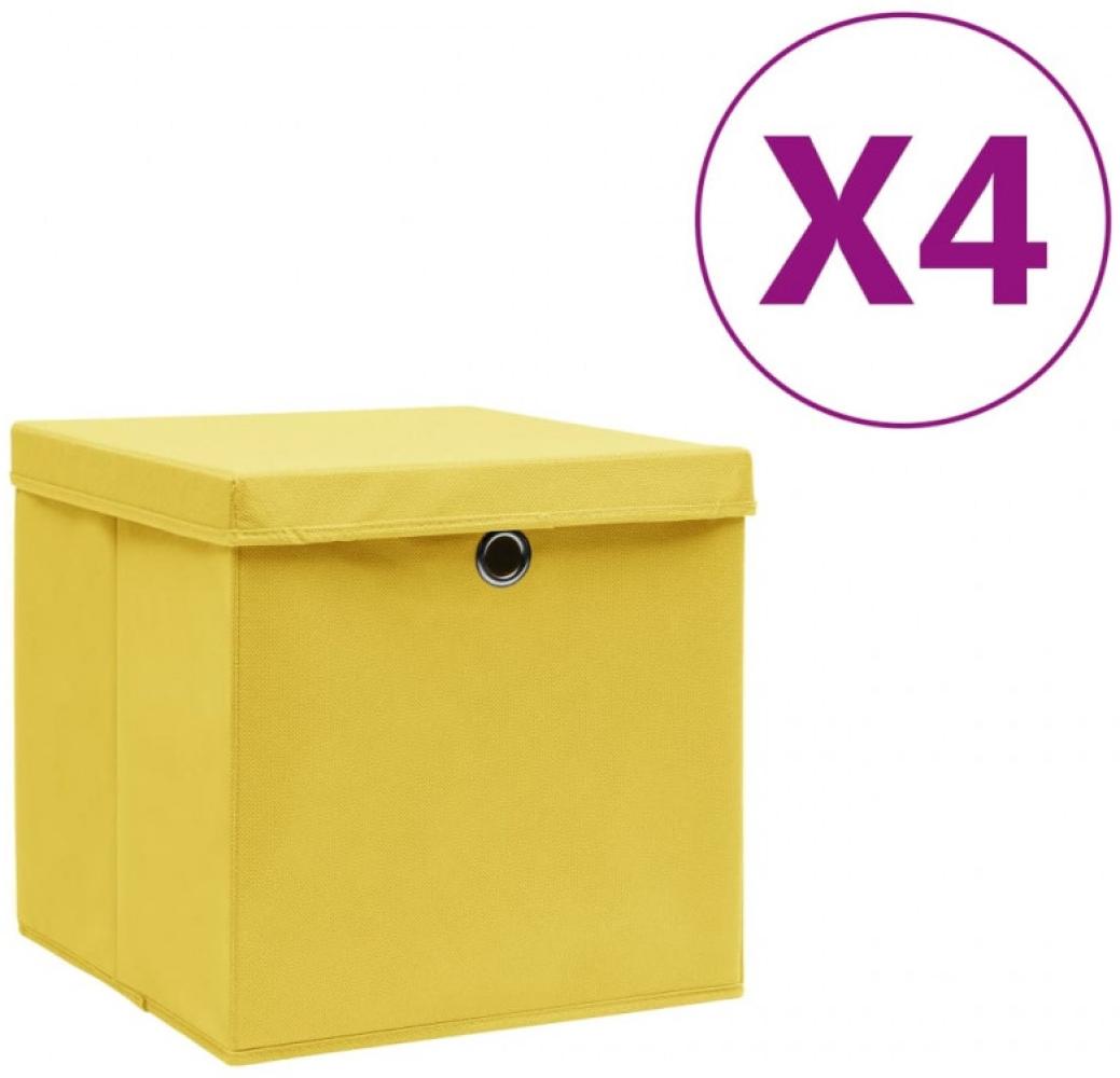 Aufbewahrungsboxen mit Deckeln 4 Stk. 28x28x28 cm Gelb Bild 1