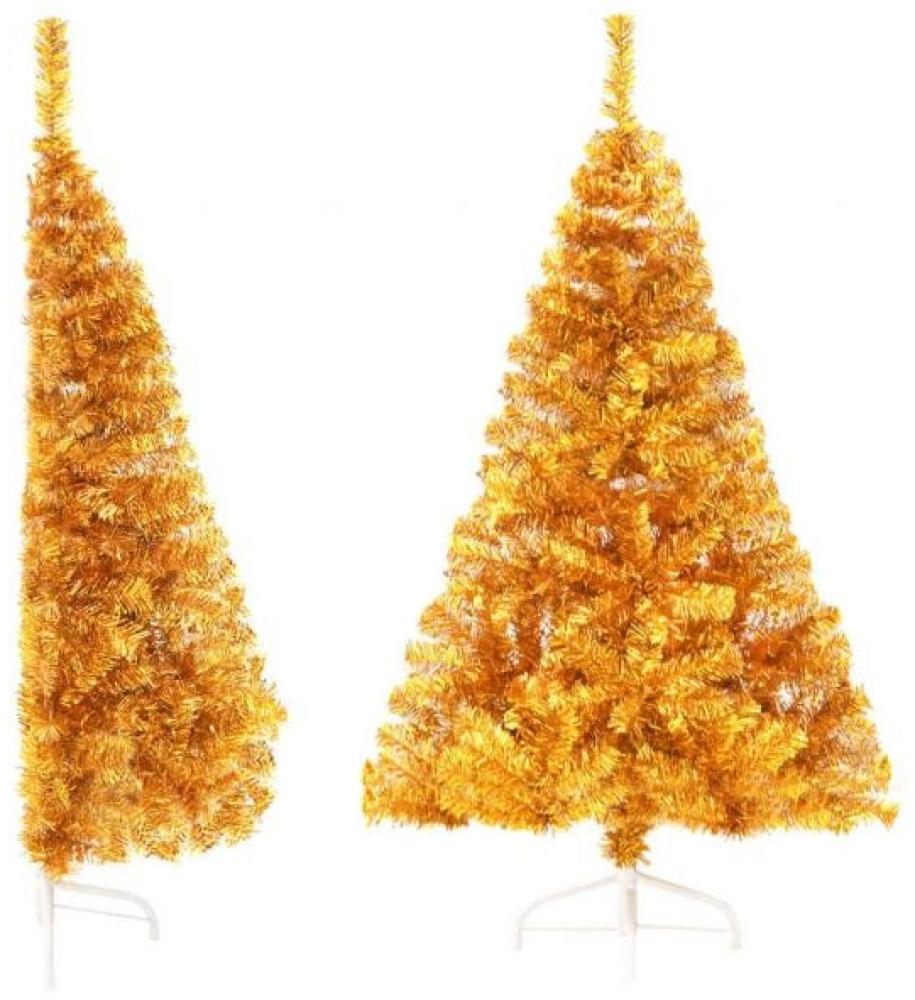 Künstlicher Halb-Weihnachtsbaum mit Ständer Gold 120 cm PVC Bild 1