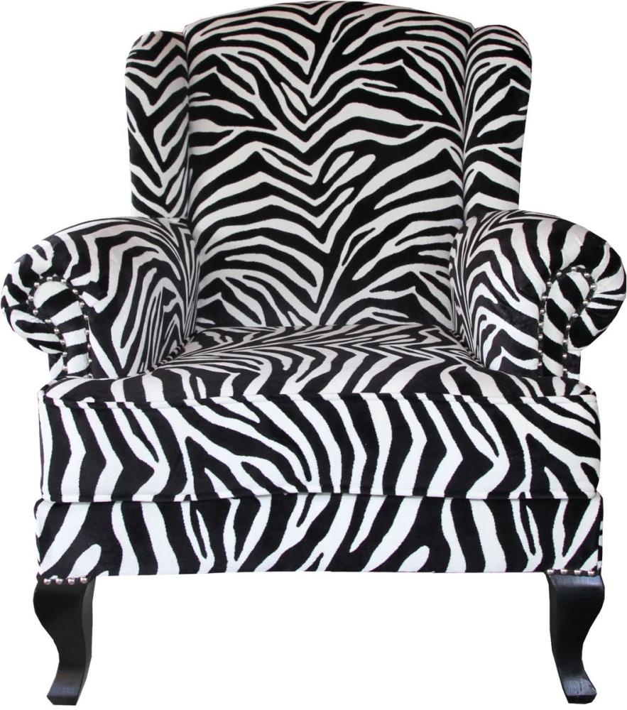Casa Padrino Luxus Designer Chesterfield Ohren Sessel Zebra - Club Möbel - Limited Edition Bild 1