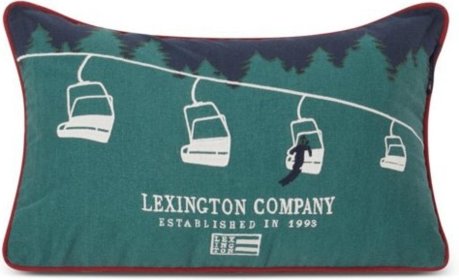 LEXINGTON Kissen Ski Lift Organic Cotton Twill Green Blue (30x50) 12344104-8303-SH11 Bild 1
