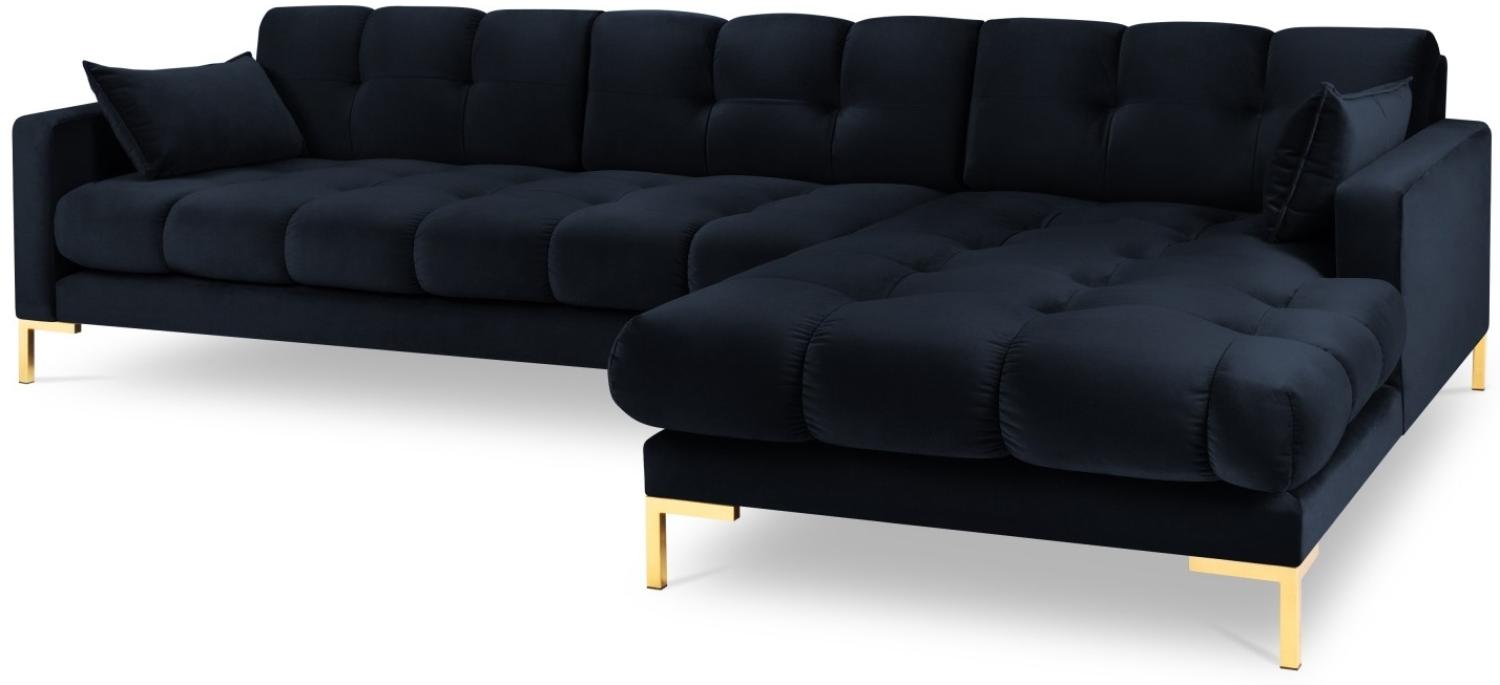 Micadoni 5-Sitzer Samtstoff Ecke rechts Sofa Mamaia | Bezug Dark Blue | Beinfarbe Gold Metal Bild 1