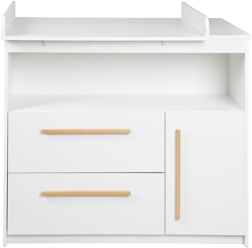 roba Wickelkommode Lilo inkl. abnehmbarem Wickelaufsatz - Wickeltisch mit 2 Schubladen & 1 Tür - Griffe aus Holz - Weiß Bild 1