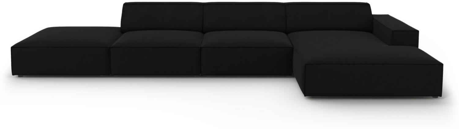 Micadoni 5-Sitzer Samtstoff Ecke rechts Sofa Jodie | Bezug Black | Beinfarbe Black Plastic Bild 1