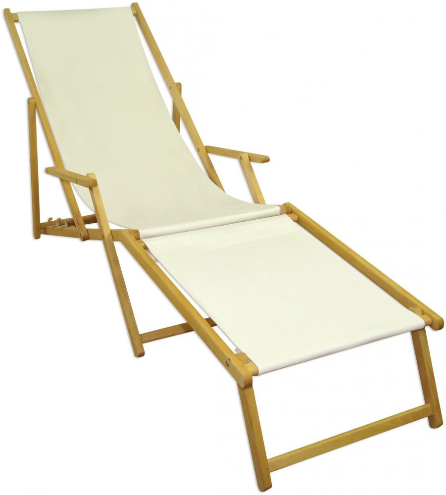 Sonnenliege weiß Liegestuhl klappbare Gartenliege Deckchair Strandstuhl Gartenmöbel Holz 10-303NF Bild 1