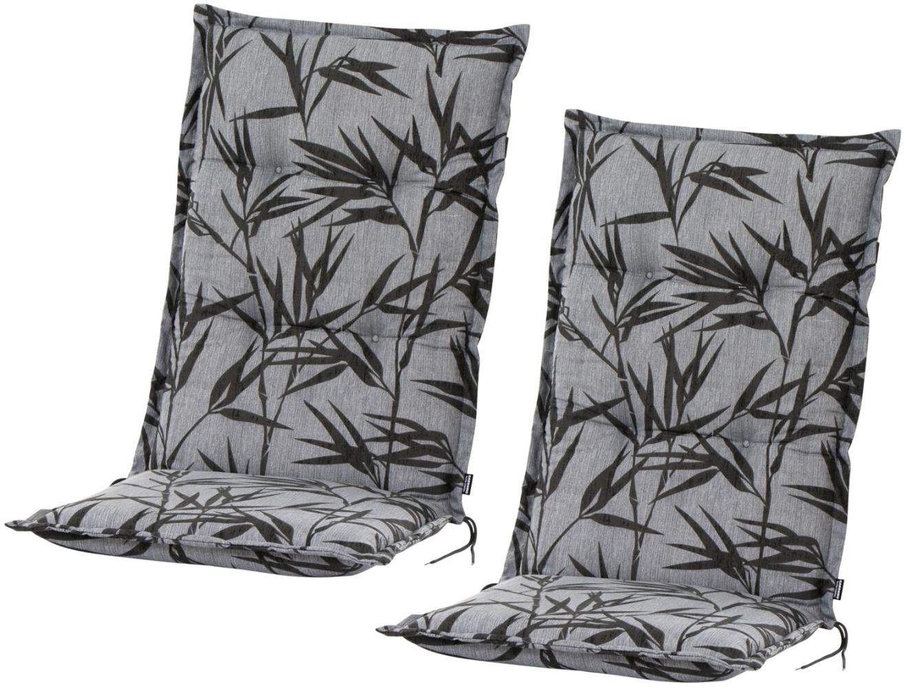 Auflagen Hochlehner für Gartenstuhl 120x48cm Sesselauflage Stuhlpolster Polster in grün oder grau Gartenstuhlauflagen dick gepolstert Bambus, 2 Stück Bild 1