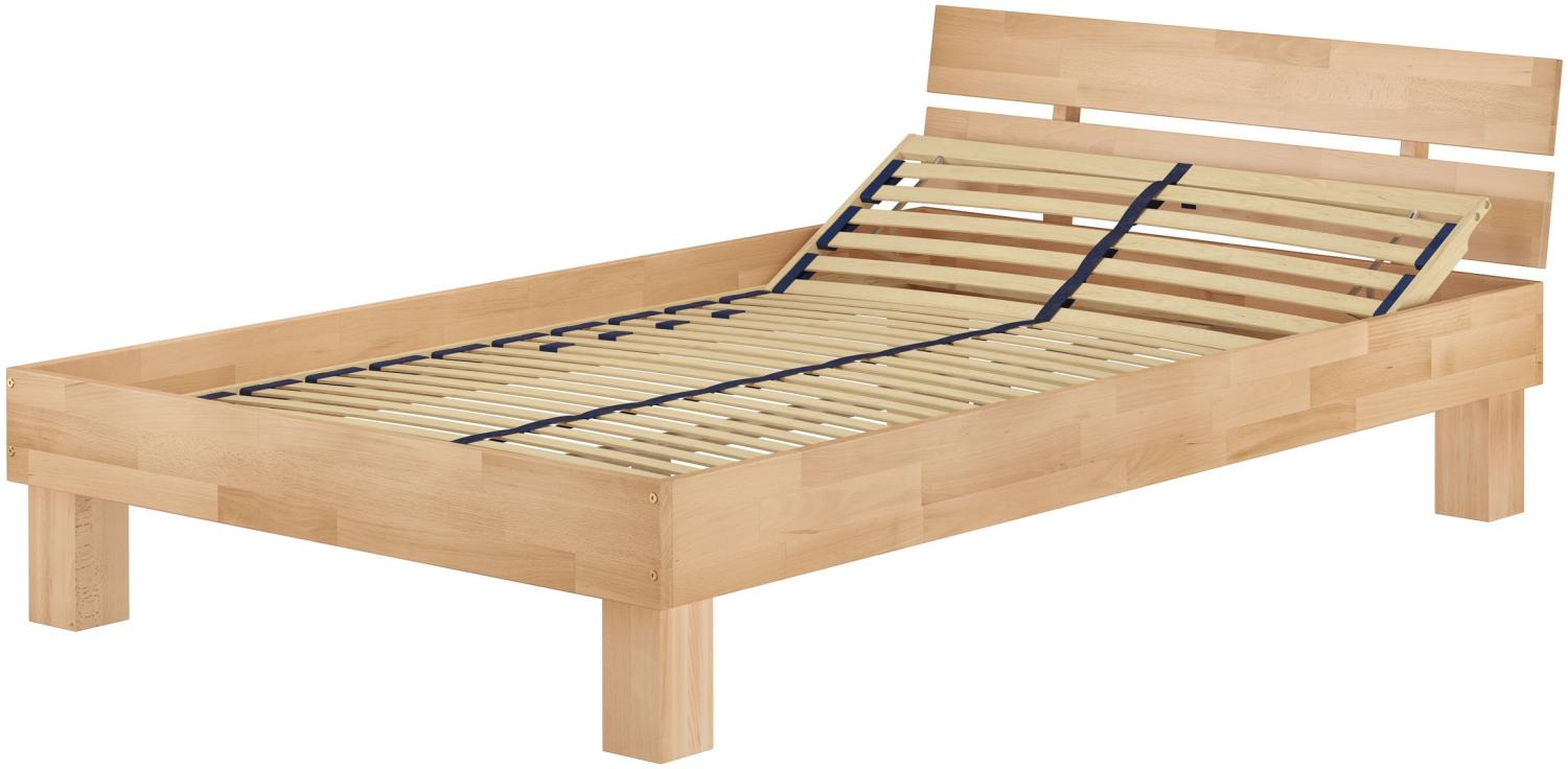 Erst-Holz Bett Buche massiv 120x220 cm, mit Federholzrahmen in Überlänge Bild 1