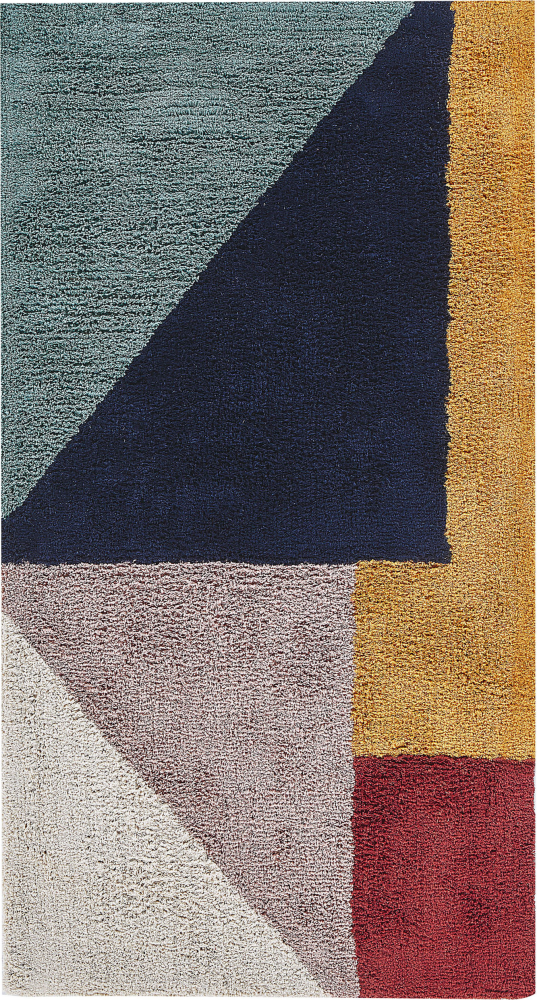Teppich Baumwolle 80 x 150 cm mehrfarbig geometrisches Muster Kurzflor JALGAON Bild 1