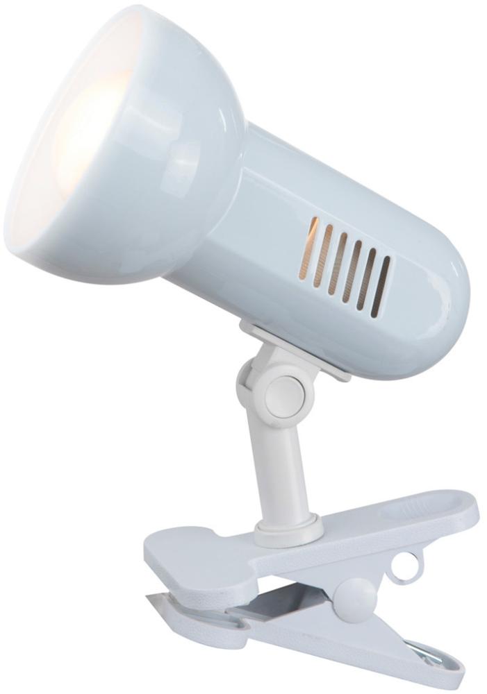 Schwenkbare Klemmleuchte / Klammerleuchte Weiß mit LED Leuchtmittel Bild 1