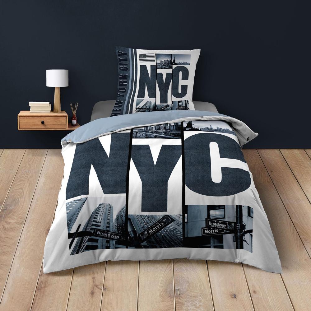 2tlg. Motiv Bettwäsche New York 140x200cm Baumwolle Bettdecke Bettgarnitur Decke Bild 1