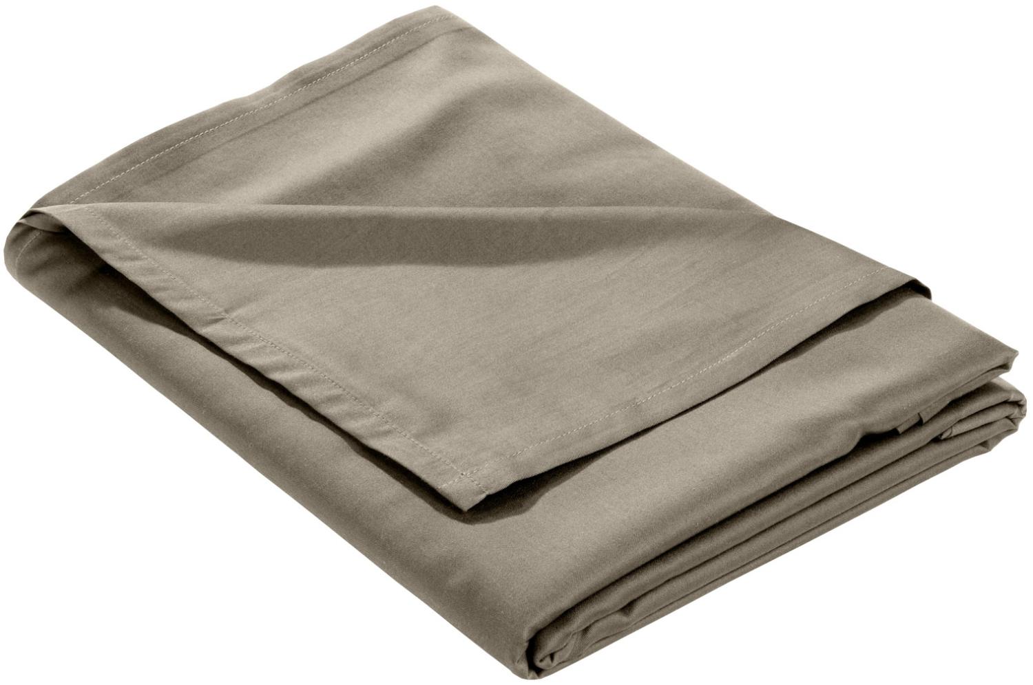 Mako Satin Bettlaken ohne Gummizug braun (taupe) 160x260cm Bild 1