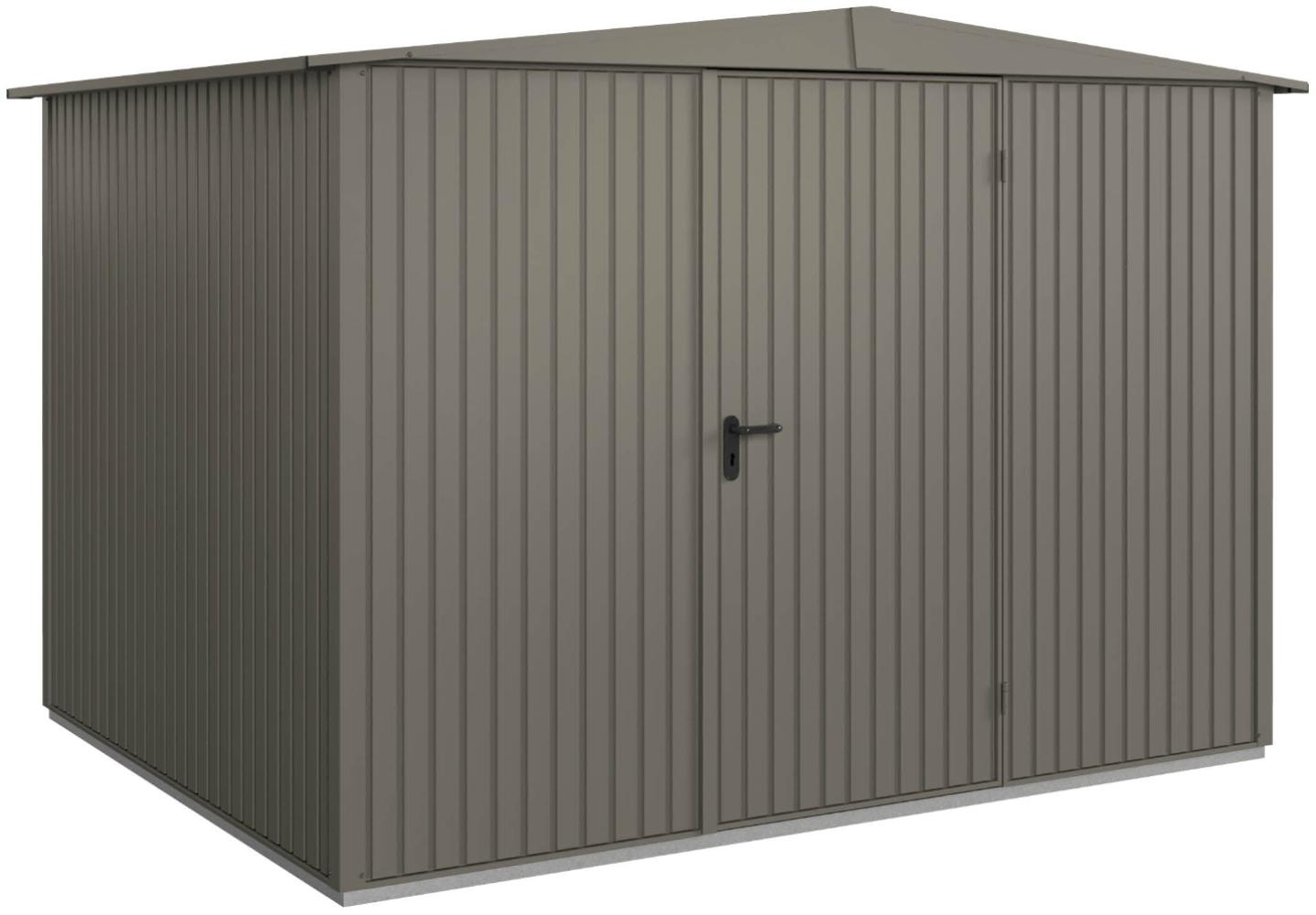 Hörmann Metall-Gerätehaus Berry Classic mit Satteldach Typ 3, 324 x 248 cm, quarzgrau, 8 m²,1-flüglige Tür Bild 1