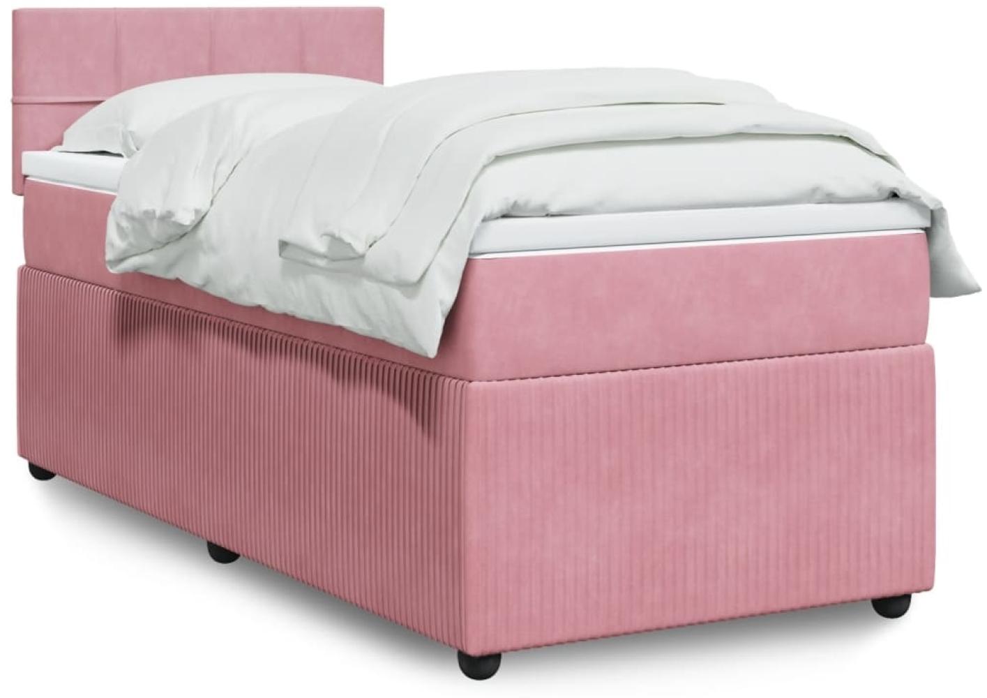 vidaXL Boxspringbett mit Matratze Rosa 100x200 cm Samt 3289967 Bild 1