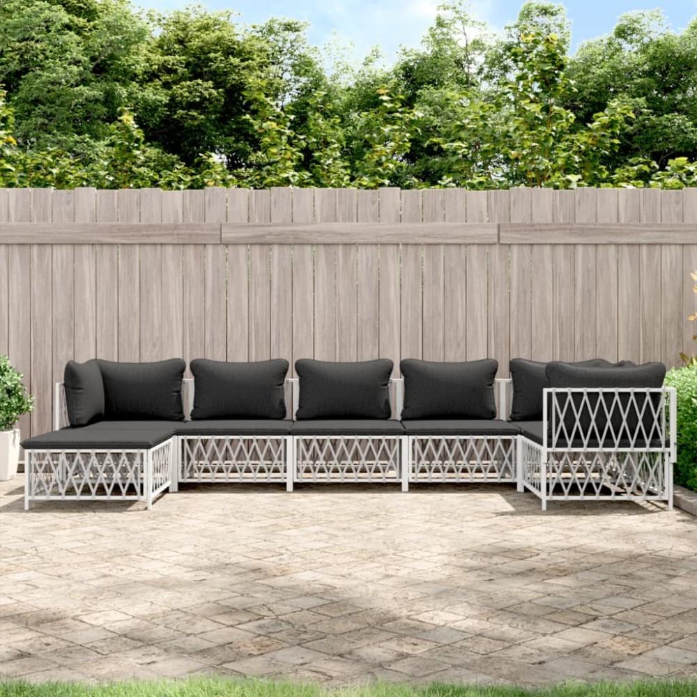 vidaXL 7-tlg. Garten-Lounge-Set mit Kissen Weiß Stahl Bild 1