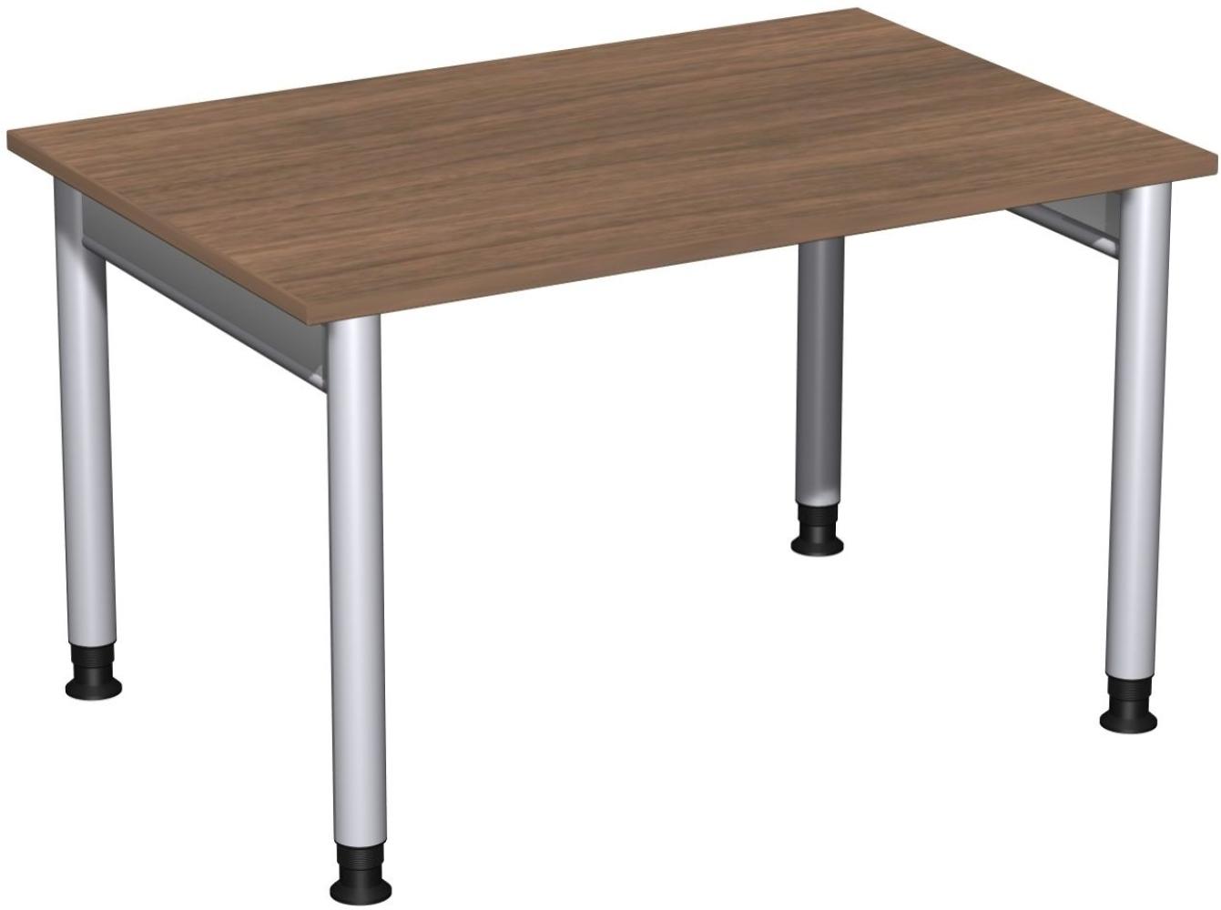 Schreibtisch '4 Fuß Pro' höhenverstellbar, 120x80cm, Nussbaum / Silber Bild 1