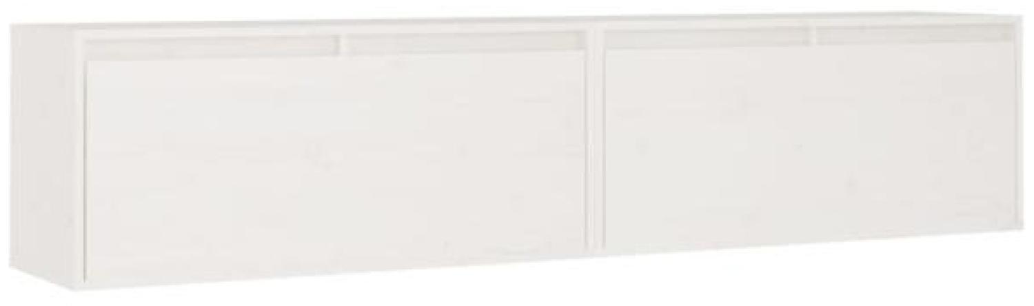 Wandschränke 2 Stk. Weiß 80x30x35 cm Massivholz Kiefer Bild 1