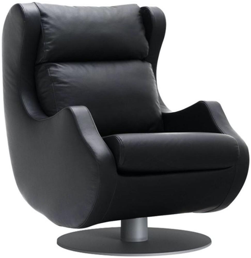 Casa Padrino Luxus Drehsessel Schwarz / Grau 72 x 82 x H. 96 cm - Relax Sessel - Leder Sessel - Luxus Möbel Bild 1