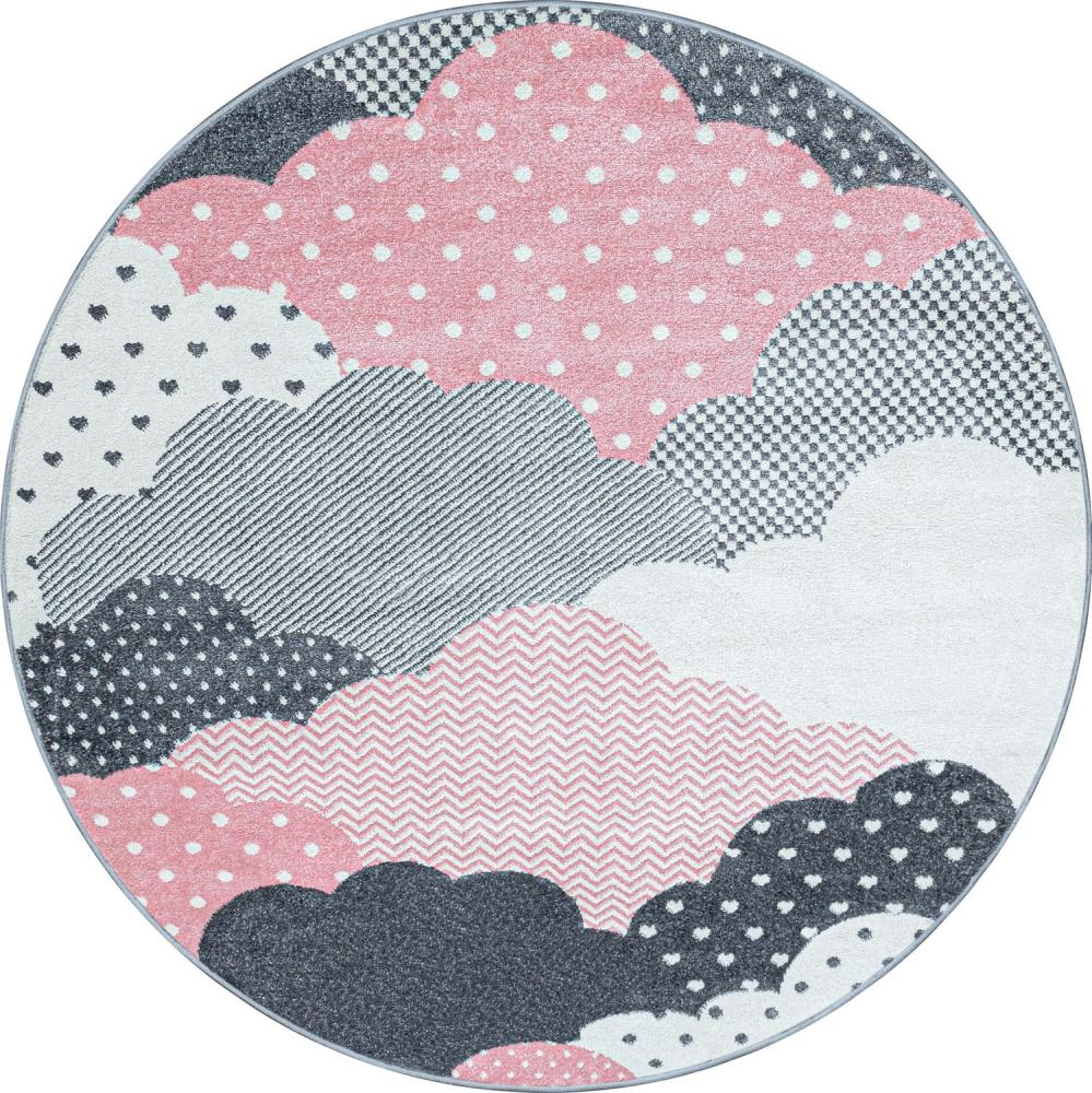 Kinder Teppich Bianca rund - 120 cm Durchmesser - Pink Bild 1