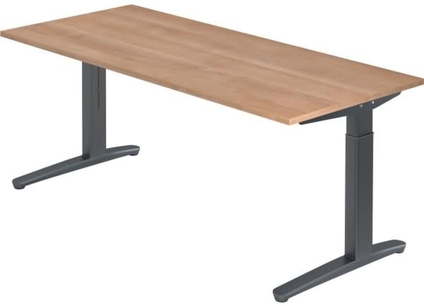 'XB19' Schreibtisch, C-Fuß, 180x80cm, Nussbaum / Graphit Bild 1