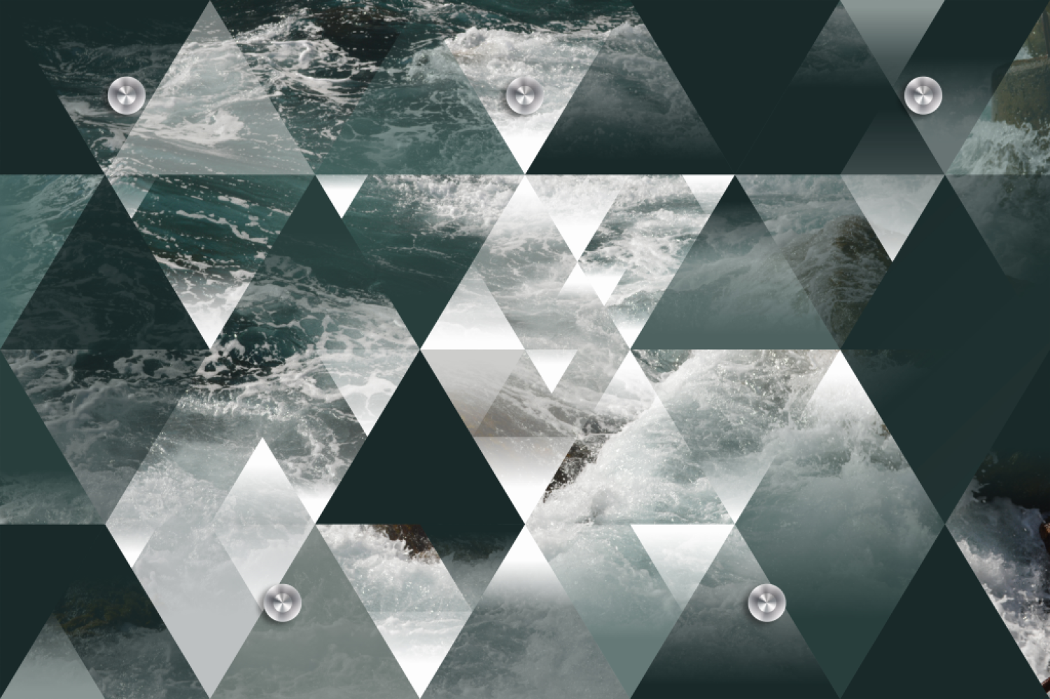 Queence Garderobe - "Ocean Triangles" Druck auf hochwertigem Arcylglas inkl. Edelstahlhaken und Aufhängung, Format: Bild 1