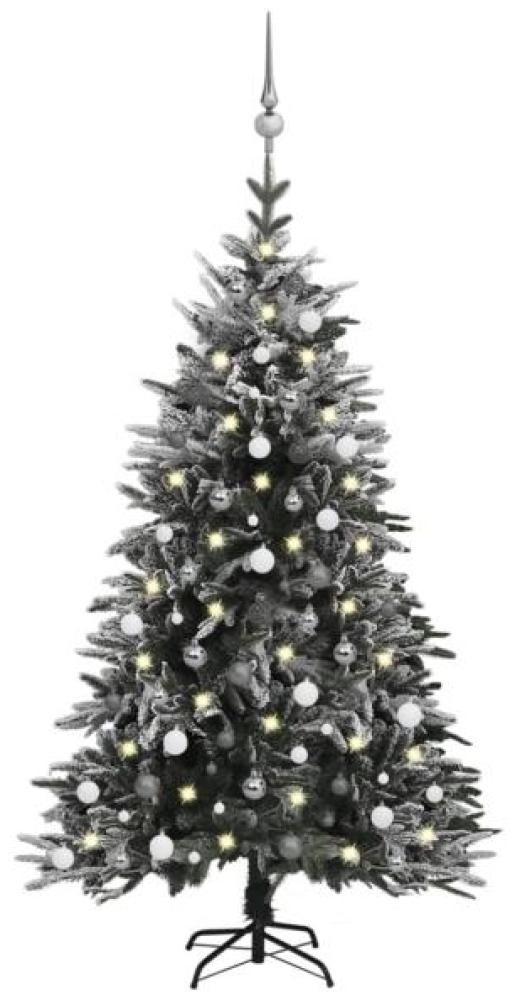 vidaXL Künstlicher Weihnachtsbaum Schnee LEDs & Kugeln 180 cm PVC & PE Bild 1