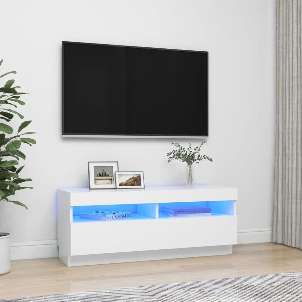 TV-Schrank mit LED-Leuchten Weiß 100x35x40 cm Bild 1