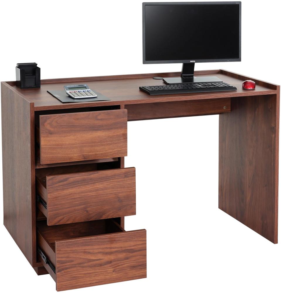 Schreibtisch HWC-J78, Bürotisch Computertisch Arbeitstisch, Schublade, 78x121x60cm ~ Walnuss-Optik Bild 1