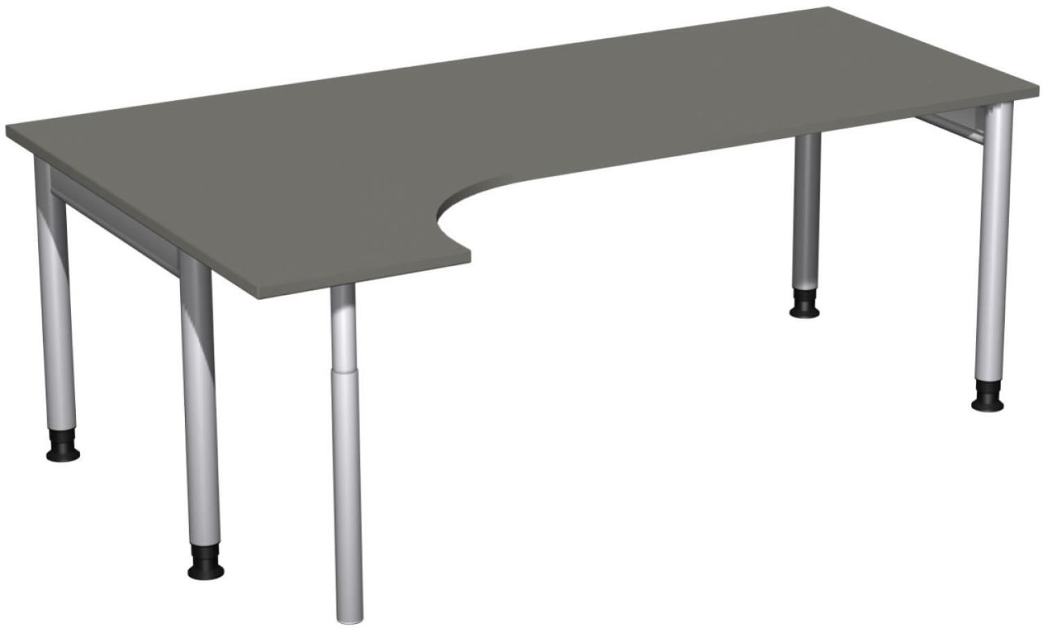 PC-Schreibtisch '4 Fuß Pro' links, höhenverstellbar, 200x120cm, Graphit / Silber Bild 1
